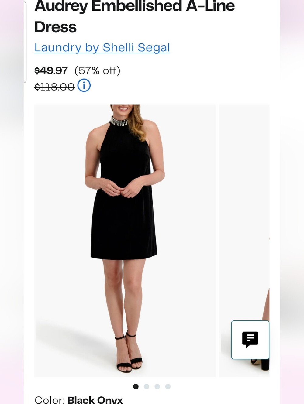 Laundry by Shelli Segal Black Embellished A-Line Dress